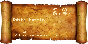 Réthi Martin névjegykártya